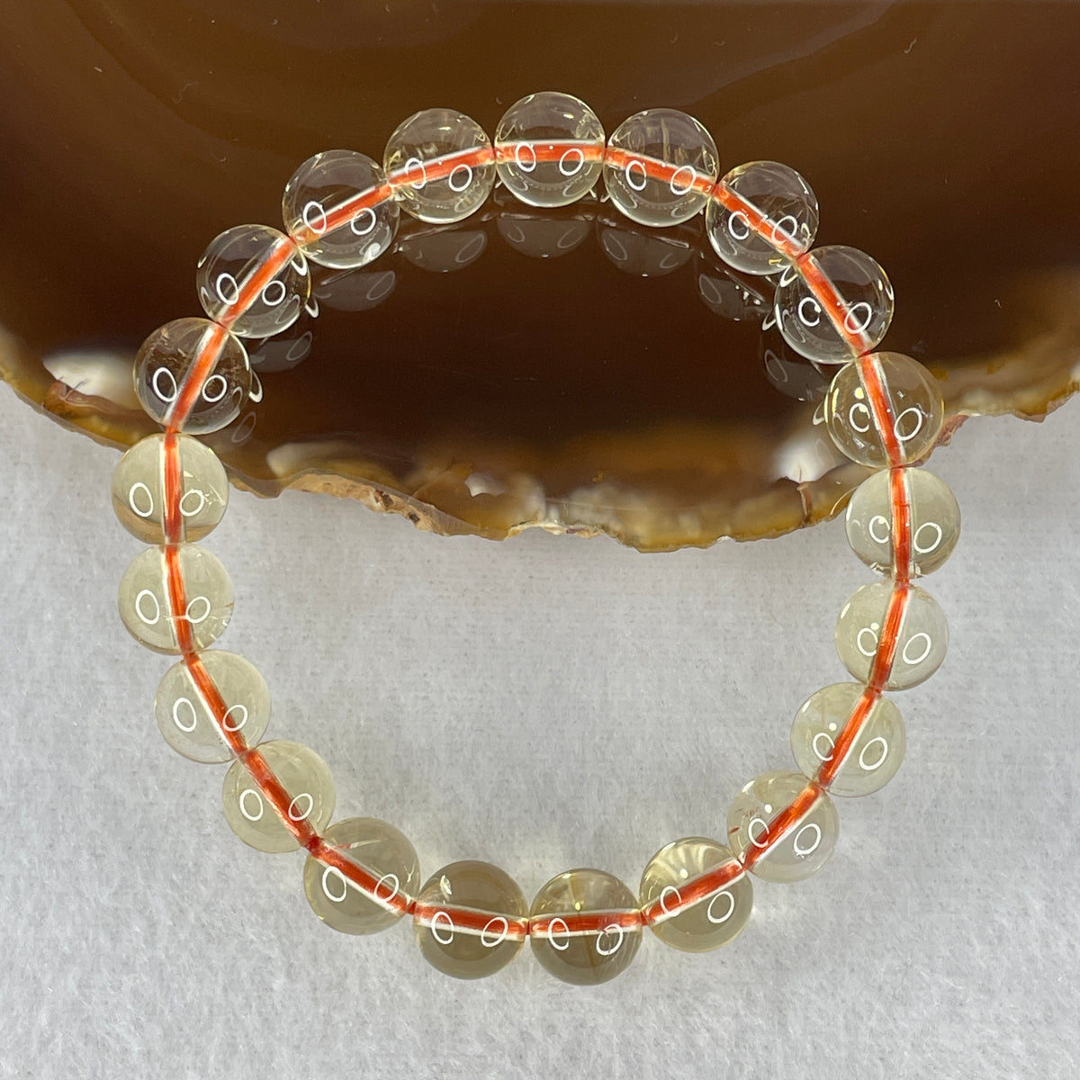 Certified Above Average Grade Natural Yellow Citrine Crystal Beads Bracelet | 9.3mm Golden Merchant's (22.21g | 15.5cm Wrist Sizing | 21 Beads)