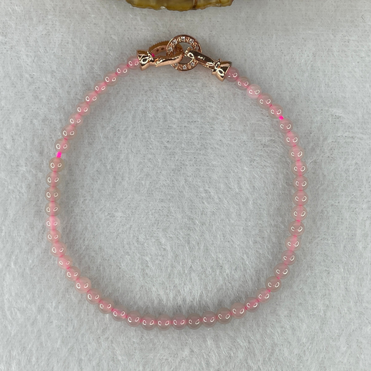 Natural Type A Semi-Icy Pink Jadeite Bracelet | 16cm Tailored 3.8mm Round Genuine Pink Jade Bead Strand with Rose Gold Clasp (5.33g 49 Beads) - Huangs Jadeite and Jewelry Pte Ltd