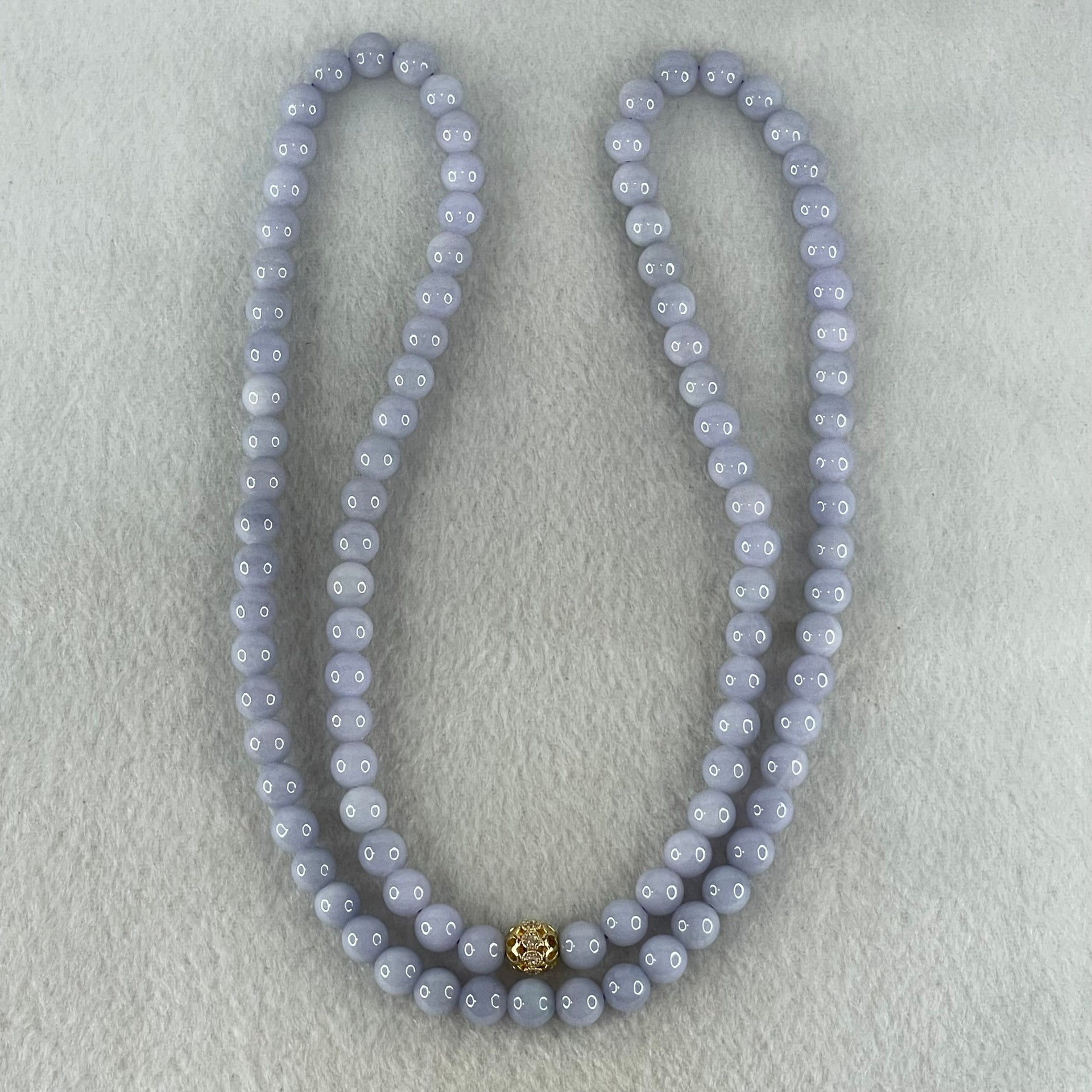 Type A Full Lavender Jadeite Beads Necklace 57.21g 66cm 7.0mm 98 Beads - Huangs Jadeite and Jewelry Pte Ltd
