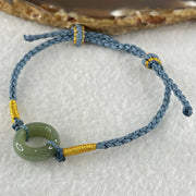 Type A Blueish Green Jadeite Ping An Kou Donut With String Bracelet 2.60g 15.2 by 5.9mm - Huangs Jadeite and Jewelry Pte Ltd