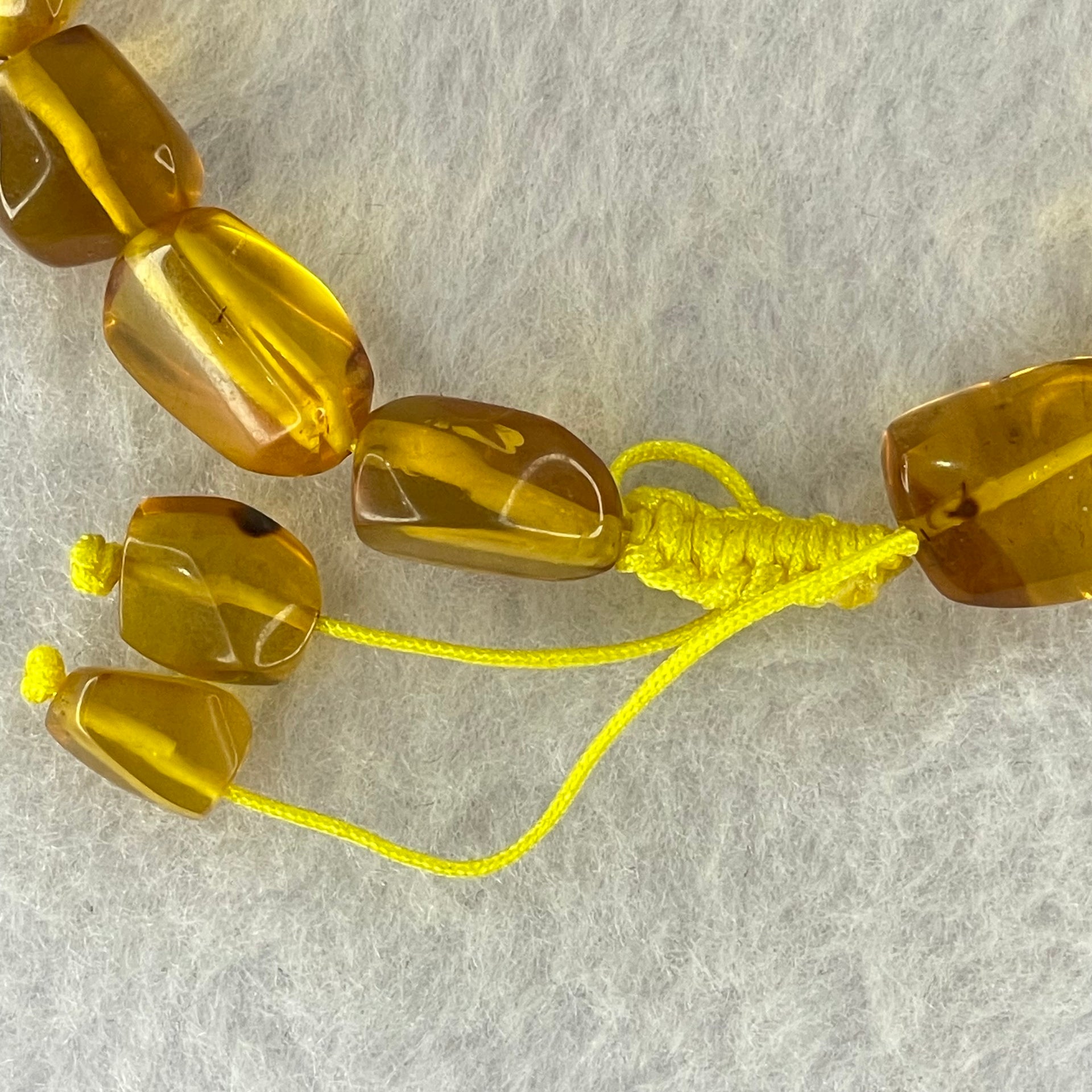 Natural Yellow Amber Beads String Bracelet 11.10g 18cm 14.0 by 11.8 by 8.1mm 15 Beads - Huangs Jadeite and Jewelry Pte Ltd