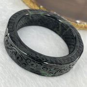 Type A Black to Dark Grey with Dark Green Piao Hua Jadeite Bangle 81.72g 17.1 by 8.2 mm Internal Diameter 53.6 mm (Slight External Rough) - Huangs Jadeite and Jewelry Pte Ltd