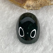 Type A Translucent Black Omphacite Jadeite Round Cabouchon Stone For Setting 1.98g 16.4 by 10.9 by 5.3mm - Huangs Jadeite and Jewelry Pte Ltd