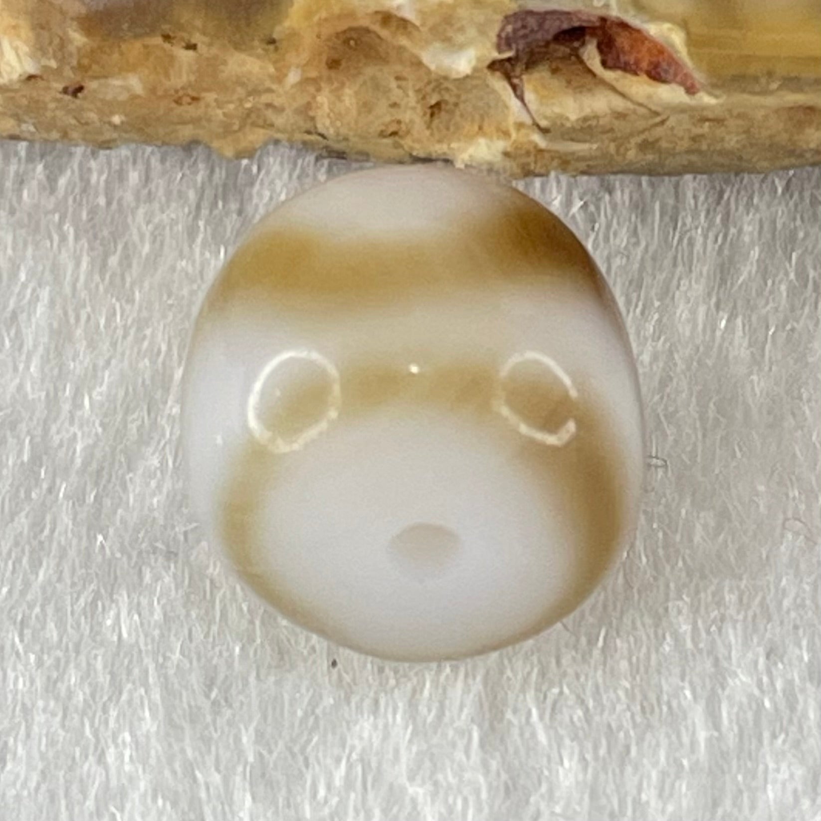 Natural Powerful Tibetan Old Oily Agate Tiger Tooth Daluo Dzi Bead Heavenly Master (Tian Zhu) 1.88g 9.9 by 10.9mm - Huangs Jadeite and Jewelry Pte Ltd