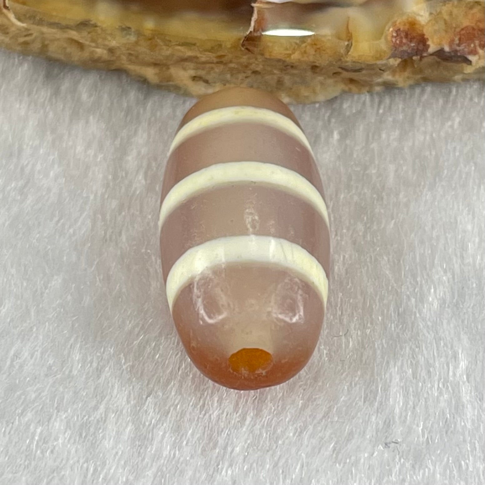 Natural Powerful Tibetan Old Oily Agate 3-Lines Dzi Bead Heavenly Master (Tian Zhu) 三行天诛 3.19g 20.1 by 10.4mm - Huangs Jadeite and Jewelry Pte Ltd