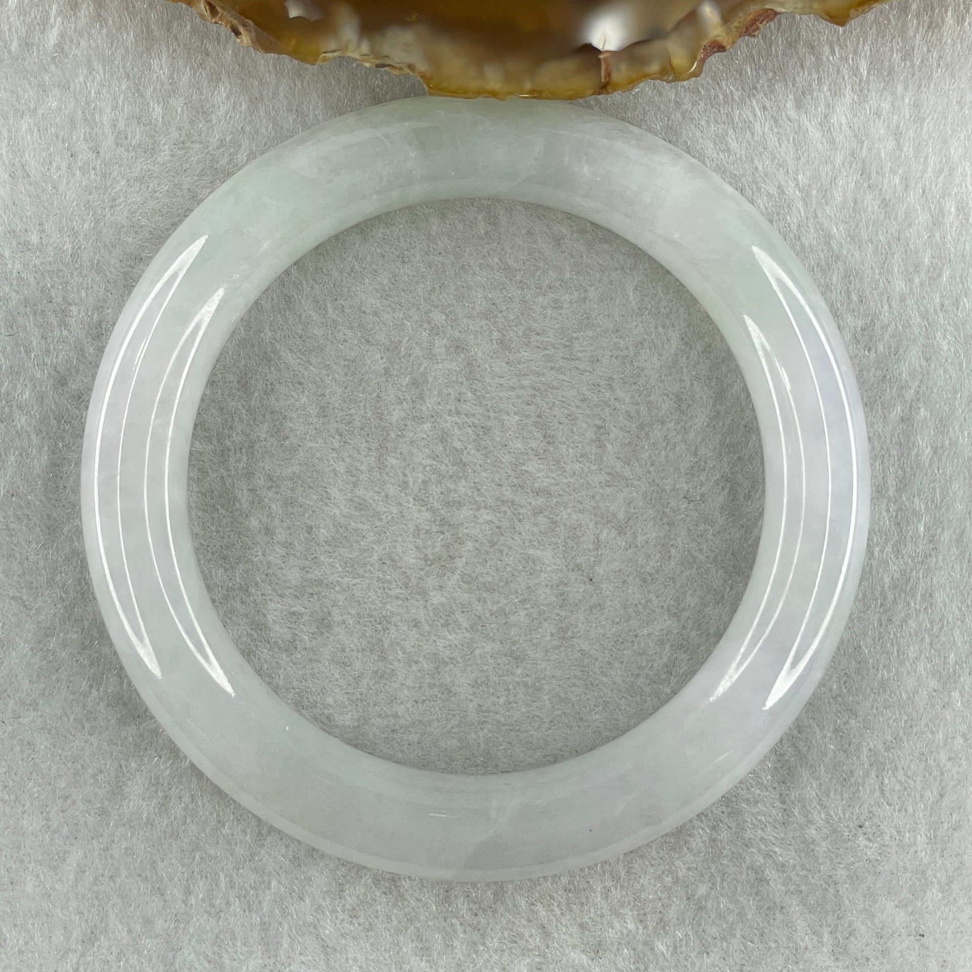 Type A Natural Jelly White to Faint Lavender Faint Green Jadeite Bangle 42.59g Inner Diameter 50.6mm 9.4 by 9.2mm (Slight Internal Lines) - Huangs Jadeite and Jewelry Pte Ltd