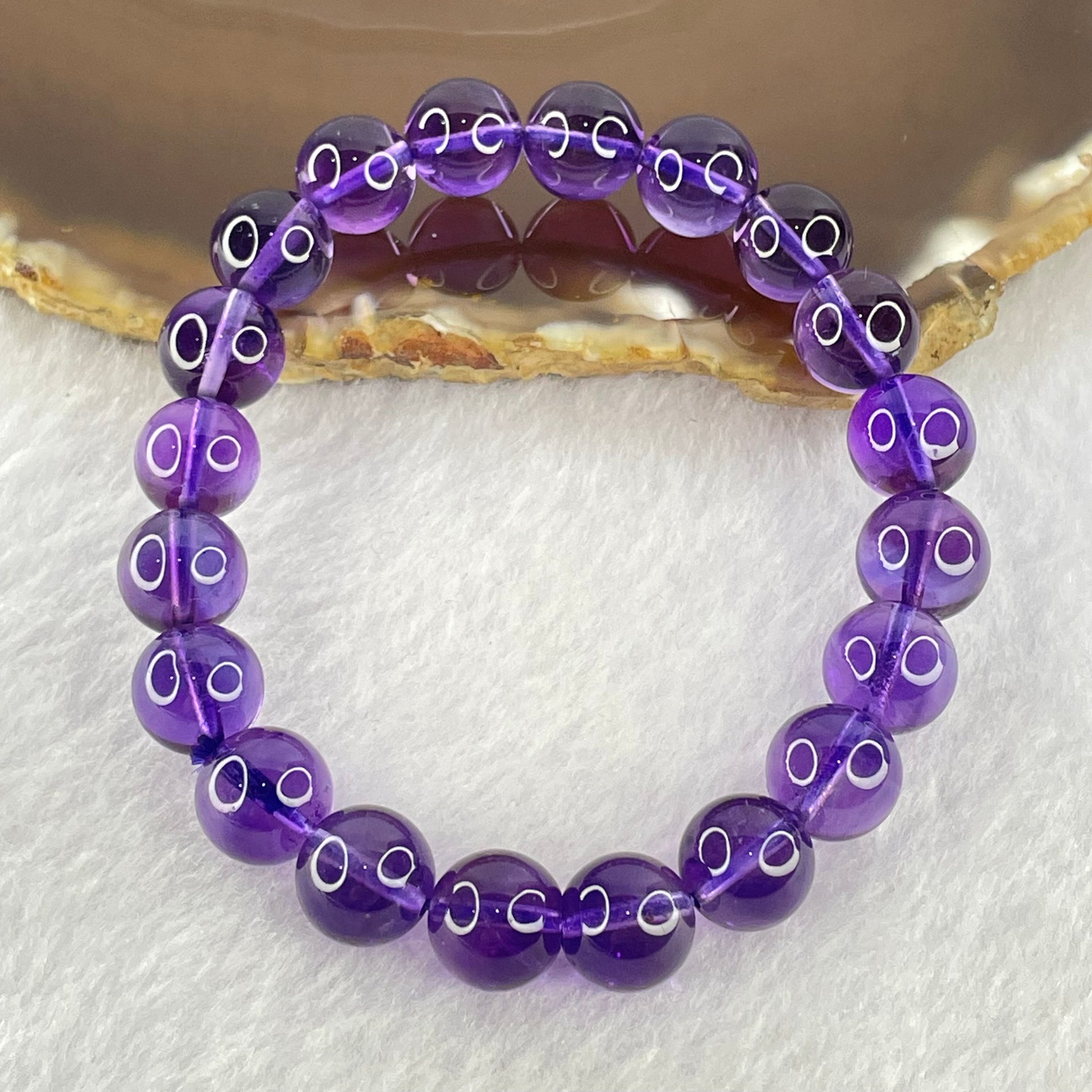 Very Good Grade Natural Amethyst Bracelet 24.96.g 16cm 9.5mm 20 Beads - Huangs Jadeite and Jewelry Pte Ltd