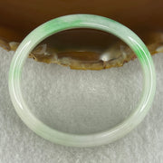 Type A Natural Light Green Faint Lavender with Emerald Green Patches Jadeite Oval Bangle 31.66g Inner Diameter 53.4mm 12.2 by 5.7mm (Internal Lines) - Huangs Jadeite and Jewelry Pte Ltd