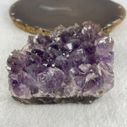 Natural Amethyst Crystal Cluster Display with Wooden Stand 520.8g 124.8 by 76.9 by 110.0mm - Huangs Jadeite and Jewelry Pte Ltd