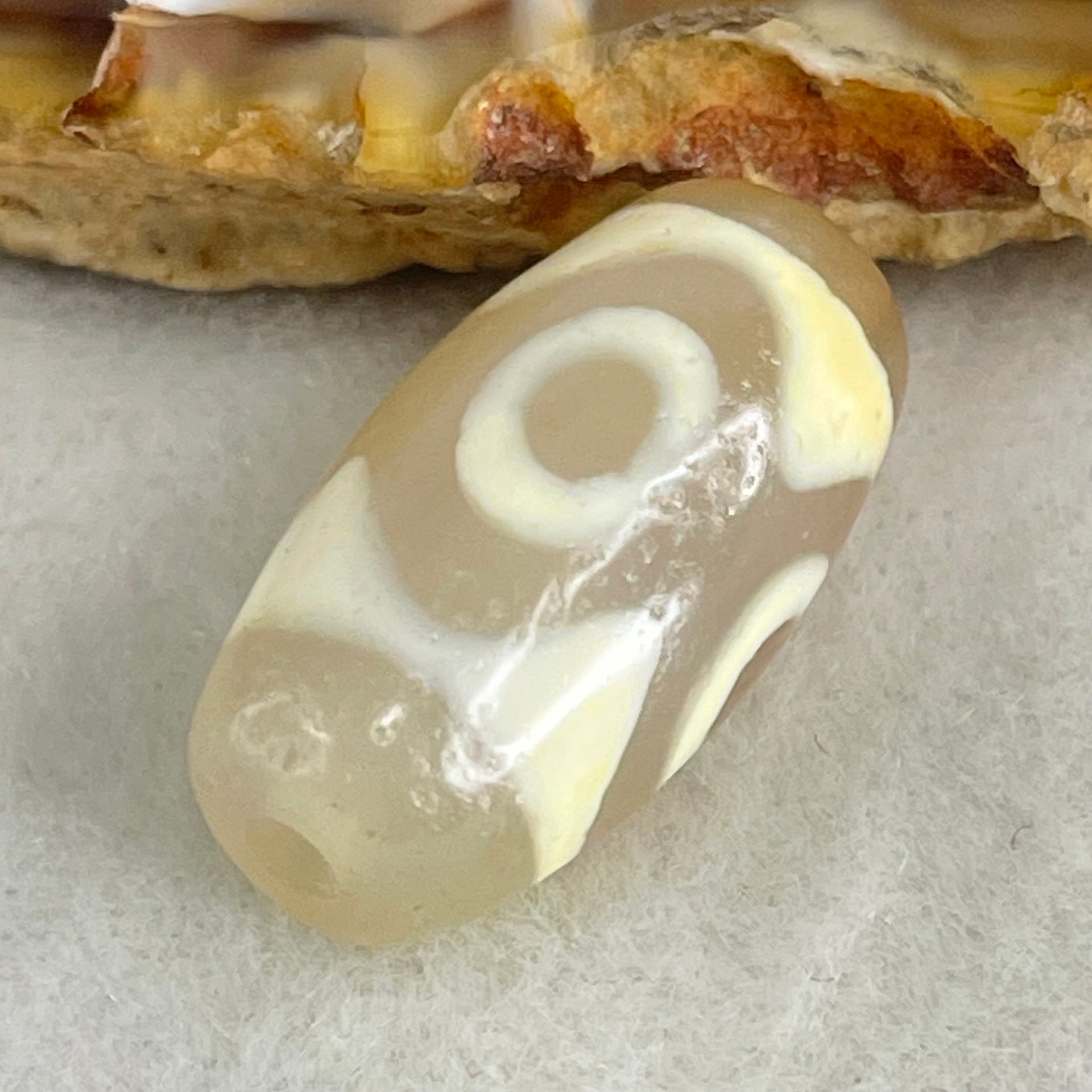 Natural Powerful Tibetan Old Oily Agate 3 Eyes Dzi Bead Heavenly Master (Tian Zhu) 三眼天诛 3.27g 20.1 by 10.4mm - Huangs Jadeite and Jewelry Pte Ltd