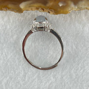 Type A Lavender Jadeite in S925 Sliver with Crystal Ring (Adjustable Size) 1.82g 6.3 by 3.5mm - Huangs Jadeite and Jewelry Pte Ltd