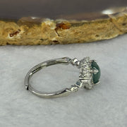 Type A Icy Blueish Green Jadeite with Crystals in S925 Sliver Ring (Adjustable Size) 1.77g 6.9 by 3.0mm - Huangs Jadeite and Jewelry Pte Ltd