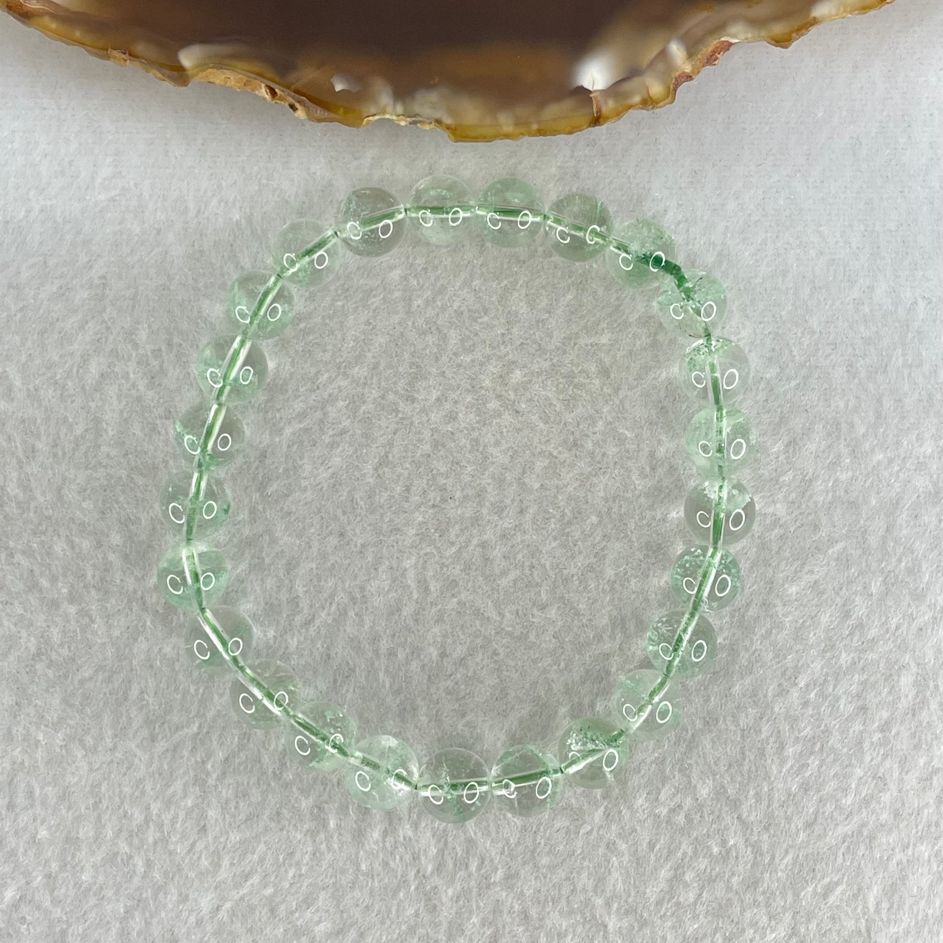 Special Grade Natural Green Phantom Quartz Bracelet 15.15g 16cm 7.8mm 25 Beads - Huangs Jadeite and Jewelry Pte Ltd