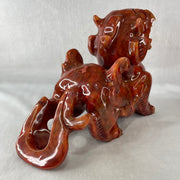 Antique Natural Red Jasper Pixiu Pair Display Total Weight 3,589.0g each about 190.0 by 76.4 by 142.5mm - Huangs Jadeite and Jewelry Pte Ltd