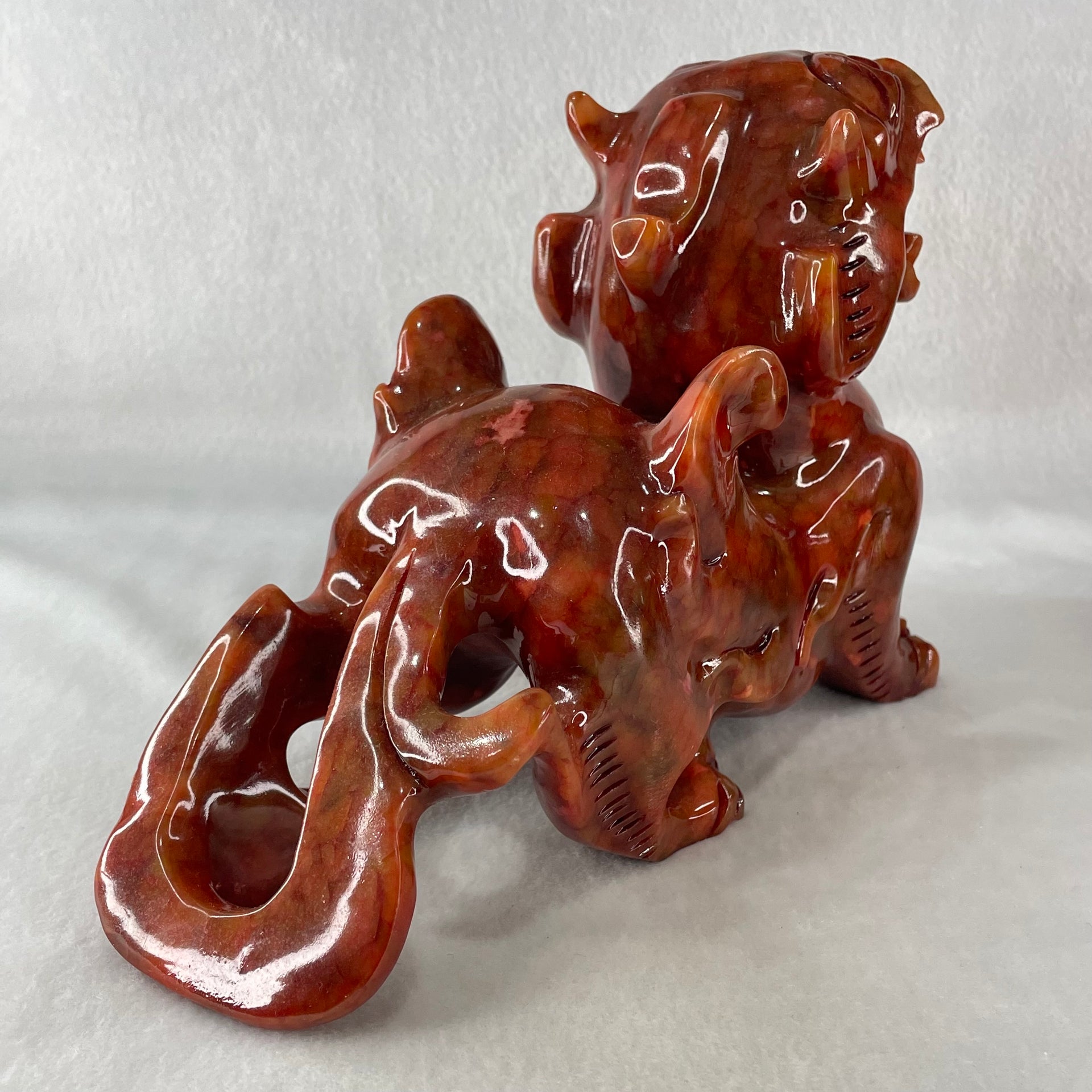 Antique Natural Red Jasper Pixiu Pair Display Total Weight 3,589.0g each about 190.0 by 76.4 by 142.5mm - Huangs Jadeite and Jewelry Pte Ltd
