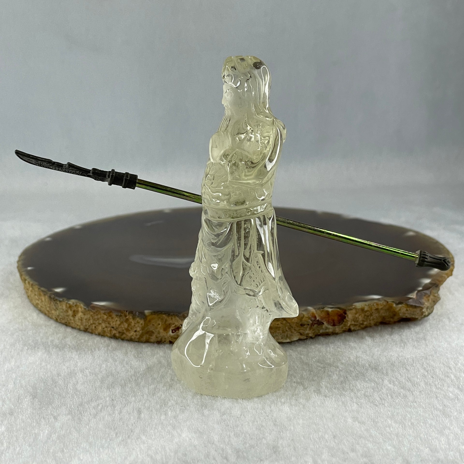 Natural Clear Quartz Guan Gong Display 116.3g 37.8 by 140.0 by 54.1mm - Huangs Jadeite and Jewelry Pte Ltd