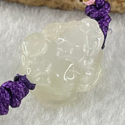 Type A Jelly Faint Lavender with Yellowish Jadeite Male Pixiu String Bracelet 6.65g 17.4 by 14.6 by 10.2mm - Huangs Jadeite and Jewelry Pte Ltd
