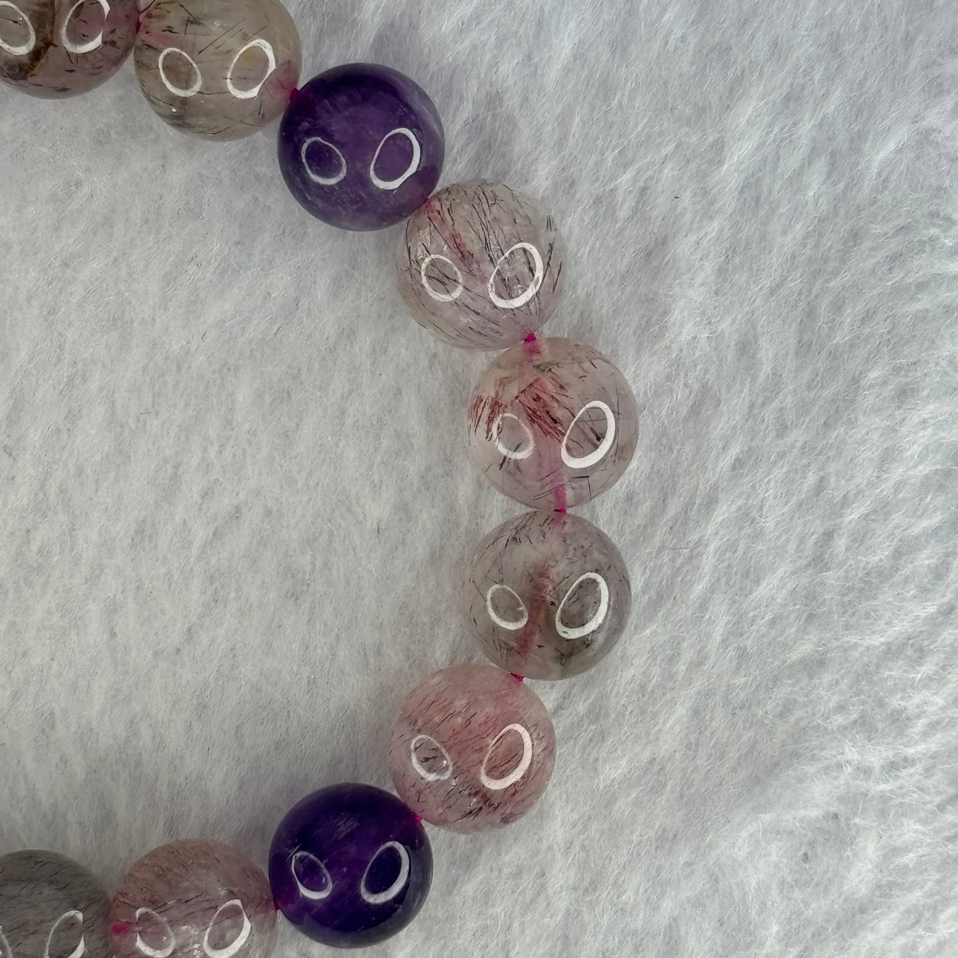 Natural Super 7 Beads Bracelet 32.24g 17.5cm 11.0mm 19 Beads - Huangs Jadeite and Jewelry Pte Ltd