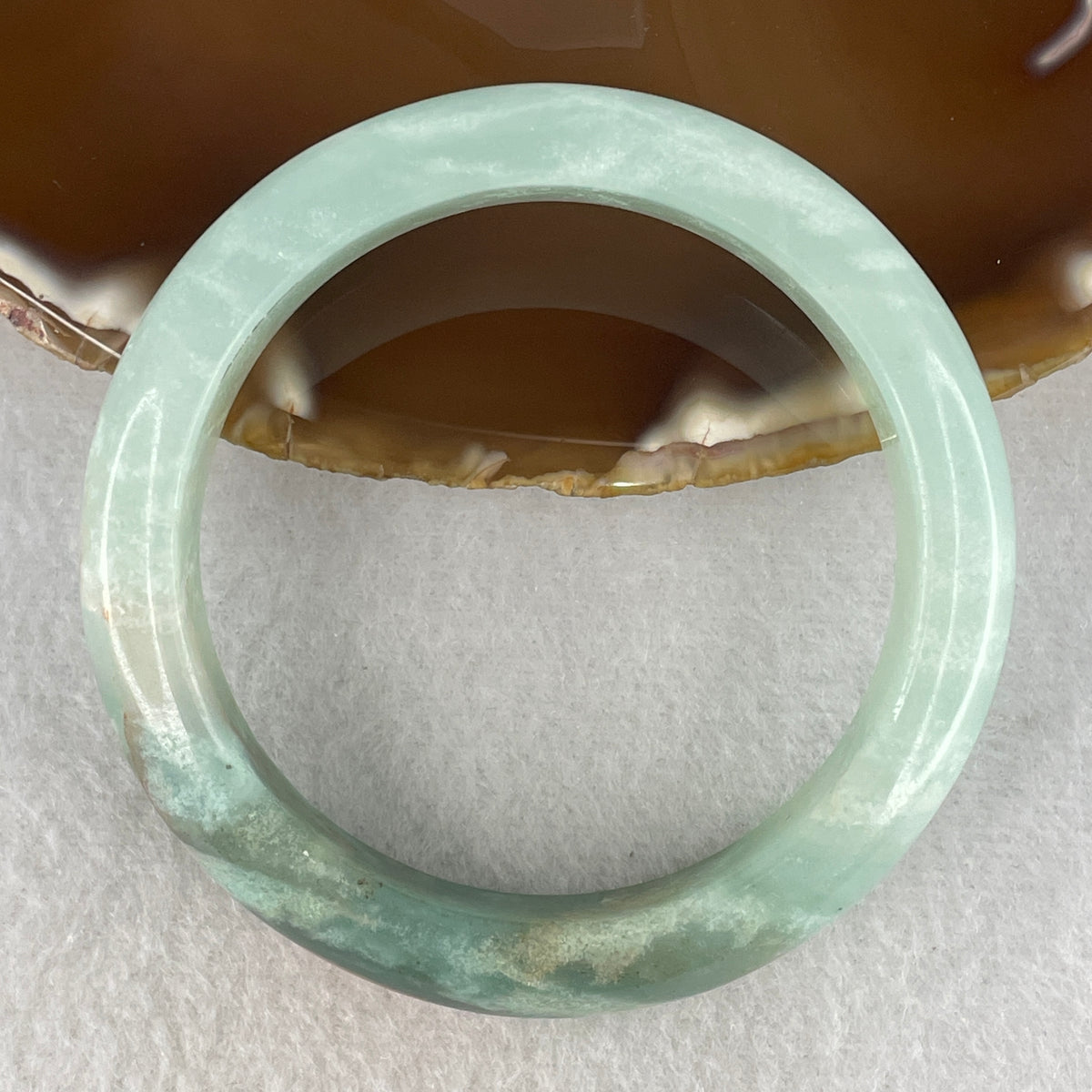Natural Green & Red Spot Agate Chalcedony Bangle | (46.49g | 54.8mm Inner Diameter | 13.5x8.4mm Sleek Comfort Profile | Internal Line | Synergy, Growth, Courage & Prosperity Shield)