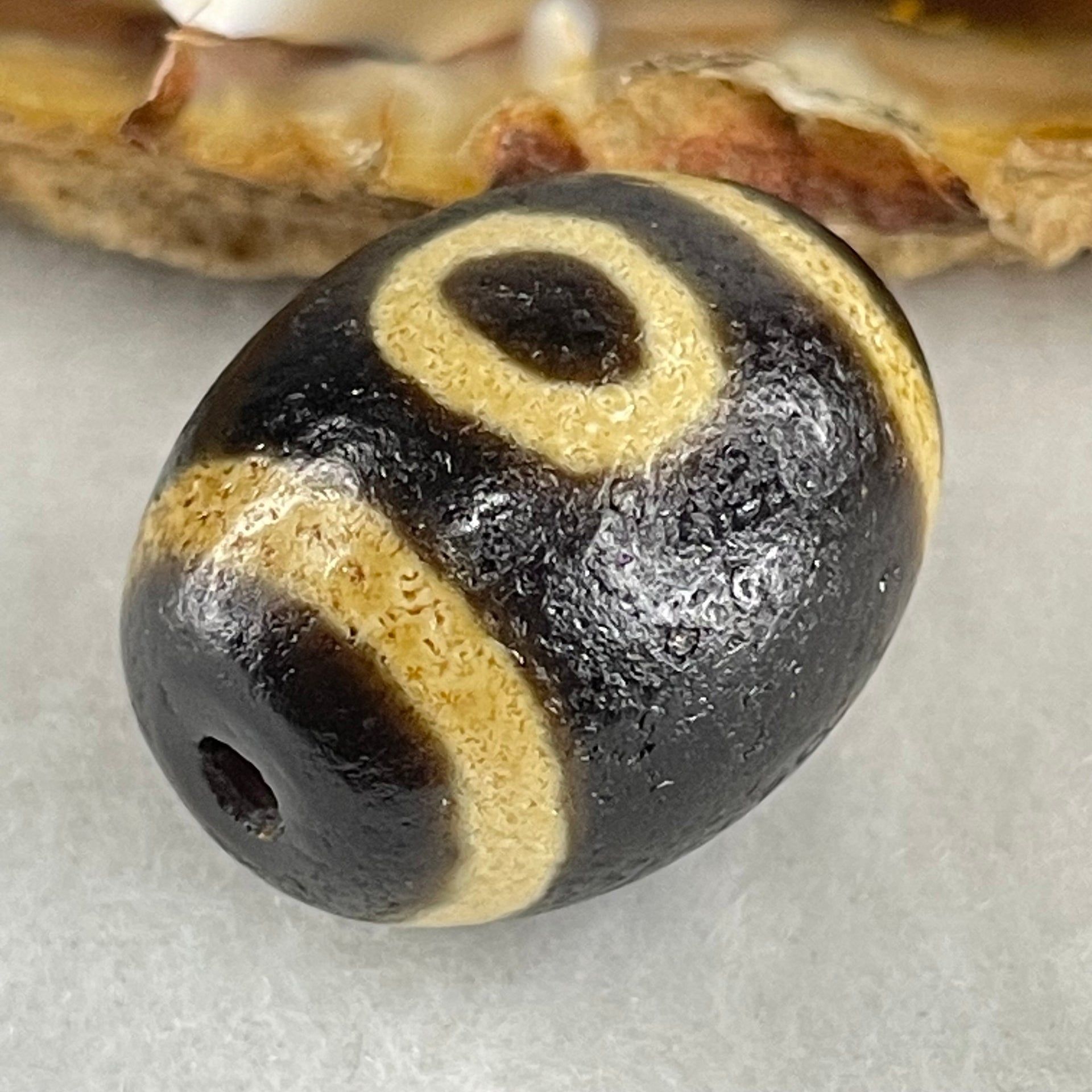 Natural Powerful Tibetan Old Oily Agate Sky Door Serenity 1 Eye Dzi Bead Heavenly Master (Tian Zhu) 一眼天诛 8.26g 20.9g by 16.8mm - Huangs Jadeite and Jewelry Pte Ltd