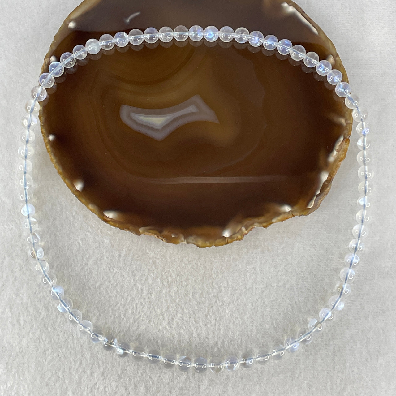 Very Good Grade Natural Blue Moonstone Beads Necklace | 7.8mm Celestial Schiller (45.46g | 52cm Length | 73 Beads)