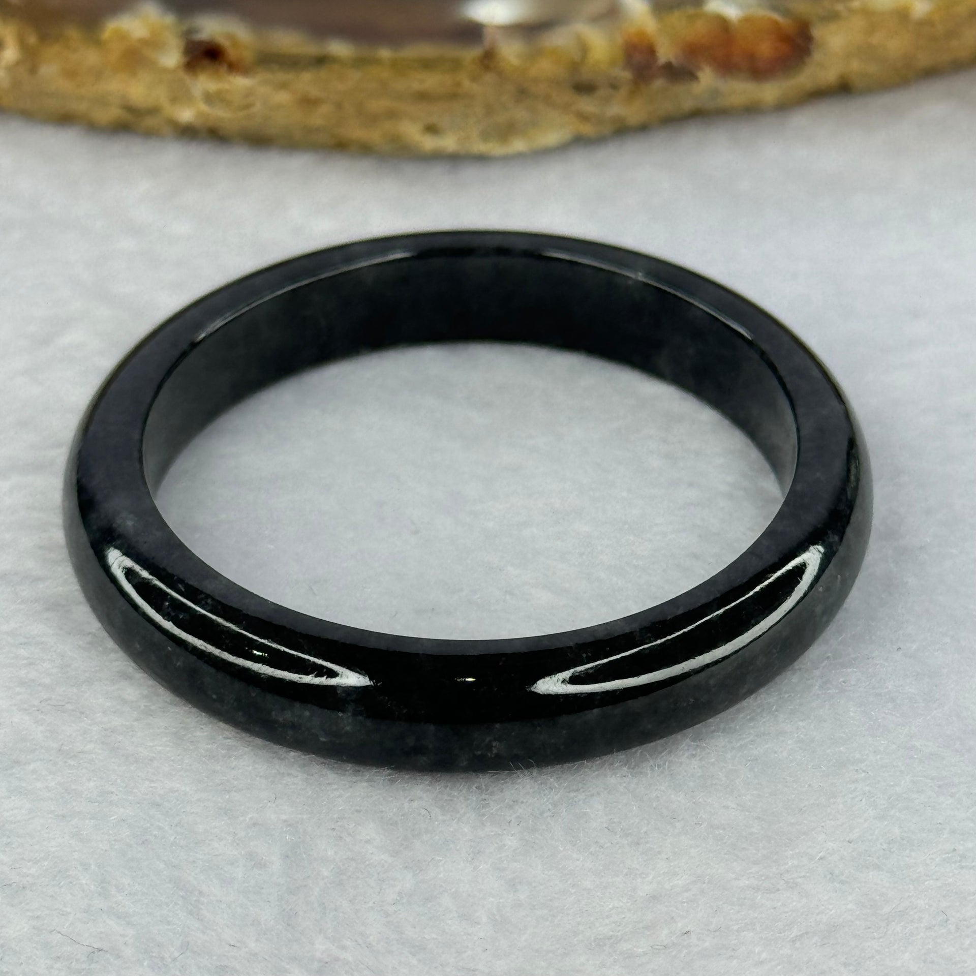 Type A Highly Translucent Black Grey Wuji Jadeite Baby Bangle 12.83g Internal Diameter 36.4mm 7.4 by 5.1mm - Huangs Jadeite and Jewelry Pte Ltd