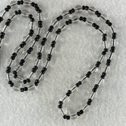 Clear Liuli with Black Onyx Beads Necklace 19.97g 56cm 6.4mm 55Beads - Huangs Jadeite and Jewelry Pte Ltd