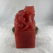 Red Cherry Quartz Dragon Seal Display 1,389.7g 73.2 by 72.9 by 151.0mm - Huangs Jadeite and Jewelry Pte Ltd
