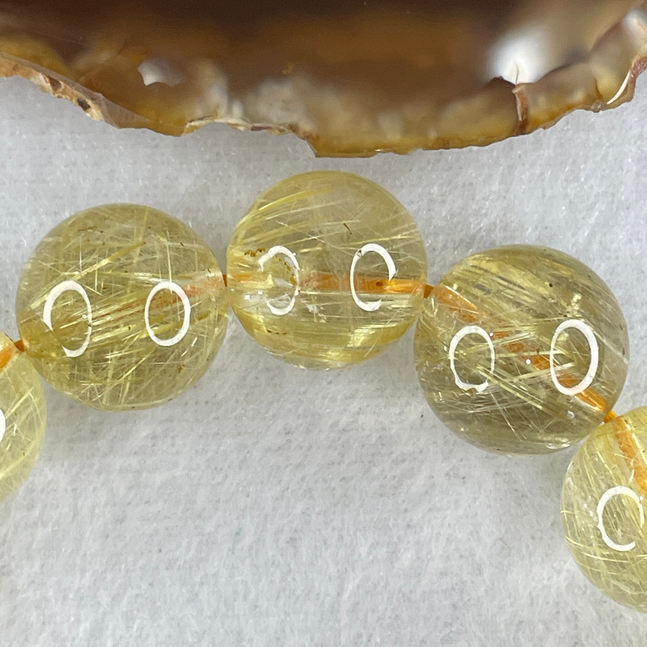Good Grade Natural Golden Rutilated Quartz Beads Bracelet 76.36g 18cm 15.8mm 15 Beads