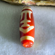 Natural Powerful Tibetan Old Oily Red White Agate One Eye Gold Metal Element Dzi Bead Heavenly Master (Tian Zhu) 一眼金天珠 9.24g 37.8 by 12.6mm - Huangs Jadeite and Jewelry Pte Ltd