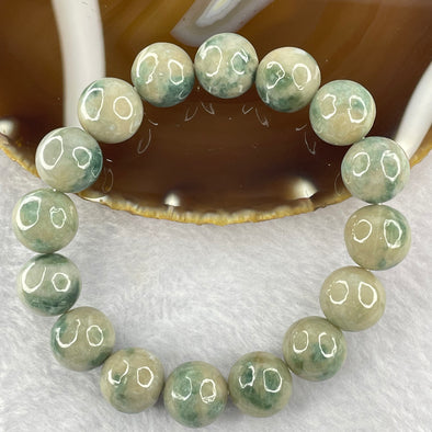 Type A Yellowish Green with Blueish Green Flora Piao Hua Bracelet 16 beads 13.9mm 71.15g - Huangs Jadeite and Jewelry Pte Ltd