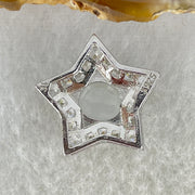 Type A Semi Icy Light Lavender Cabochon Jadeite in S925 Sliver Star with Crystal Charm 2.39g 7.9 by 6.9 by 4.0mm - Huangs Jadeite and Jewelry Pte Ltd