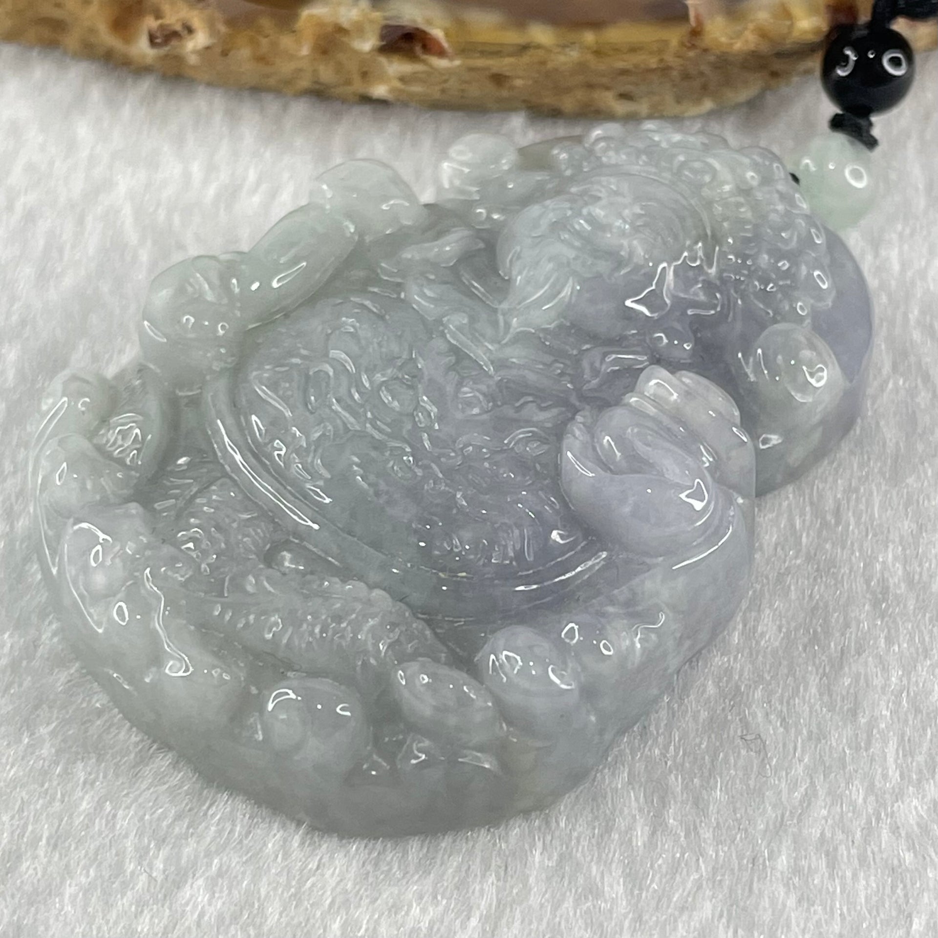 Type A Lavender and Light Blueish Green Jadeite Cai Shen Ye God Of Fortune Pendant 53.7g 53.0 by 37.4 by 12.3mm - Huangs Jadeite and Jewelry Pte Ltd