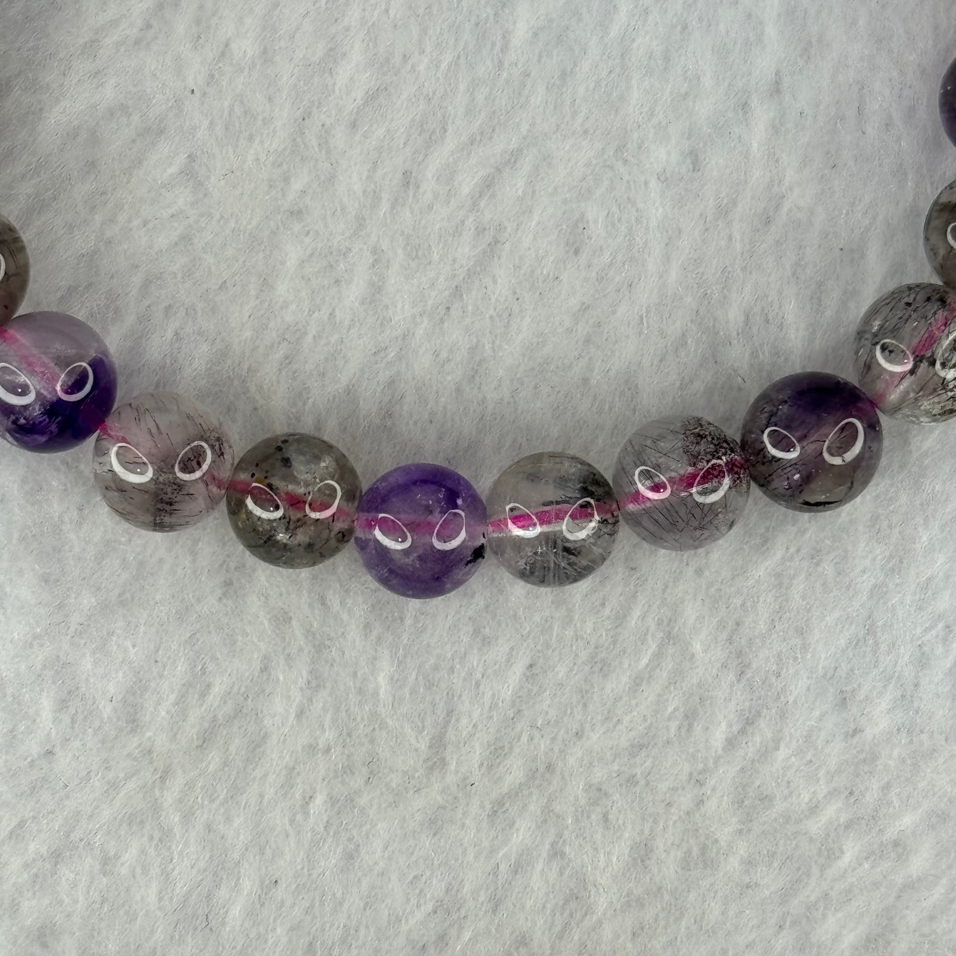 Natural Super 7 Beads Bracelet 18.18g 16cm 8.3mm 24 Beads - Huangs Jadeite and Jewelry Pte Ltd