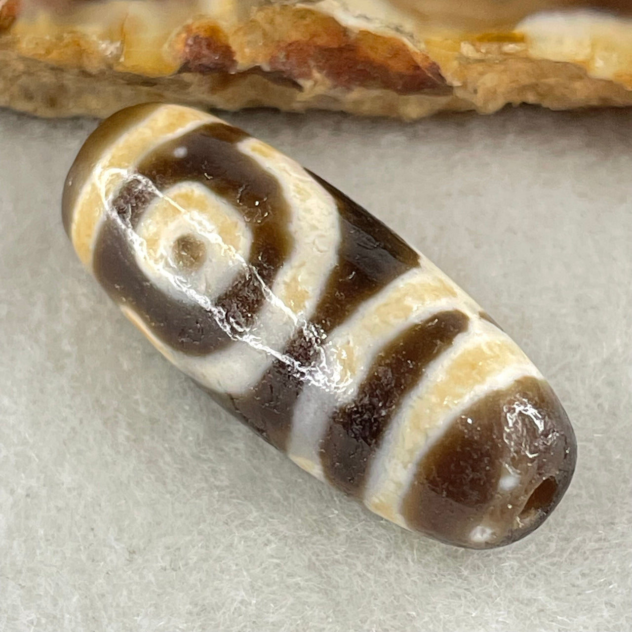 Natural Powerful Tibetan Old Oily Agate One Eye With Thousand Hand Guan Yin Dzi Bead Heavenly Master (Tian Zhu) 5.31g 28.2 by 11.2mm - Huangs Jadeite and Jewelry Pte Ltd