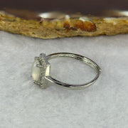 Type A High ICY White Jadeite with Crystals in S925 Sliver Ring (Adjustable Size) 2.01g 8.9 by 5.5 by 3.1mm - Huangs Jadeite and Jewelry Pte Ltd