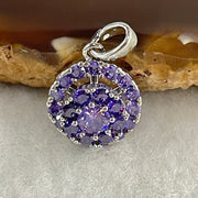 Natural Purple Cubic Zirconia in S925 Sliver Spinning Pendant 2.51g 4.0 by 1.5mm - Huangs Jadeite and Jewelry Pte Ltd