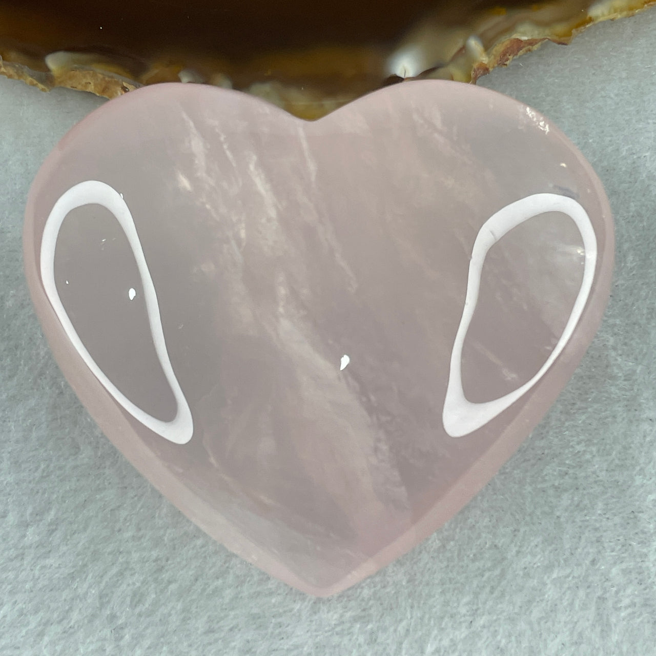Above Average Grade Natural Rose Quartz Heart Shape Display 124.92g 57.5 by 68.0 by 24.0mm