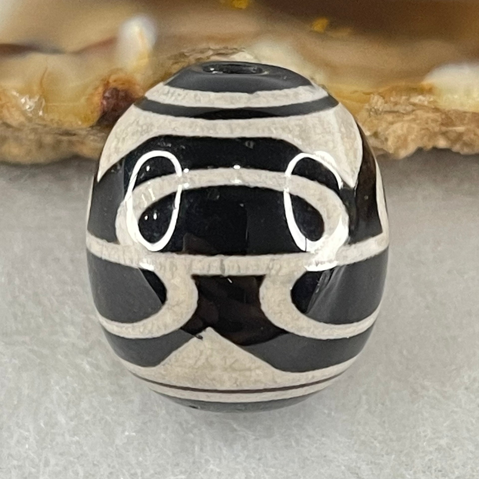 Natural Powerful Tibetan Old Oily Agate 6 Eyes Dzi Bead Heavenly Master (Tian Zhu) 六眼天诛 4.64g 16.0 by 14.4mm - Huangs Jadeite and Jewelry Pte Ltd