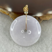 Natural Type A Lavender Jadeite Ping An Kou Pendant | 24.5mm Regal Purple Translucent Jade Peace Disc Talisman (6.95g | 24.5 x 5.3mm) - Huangs Jadeite and Jewelry Pte Ltd