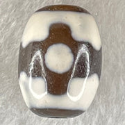 Natural Powerful Tibetan Old Oily Dark Brown With White Agate 3 Eyes Dzi Bead Heavenly Master (Tian Zhu) 三眼天诛 4.41g 17.4 by 12.8mm - Huangs Jadeite and Jewelry Pte Ltd