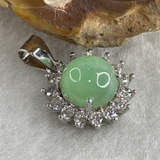 Type A Green Jadeite Pendant with Cubic Zirconia in S925 Sliver 1.89g 7.6 by 5.0mm - Huangs Jadeite and Jewelry Pte Ltd
