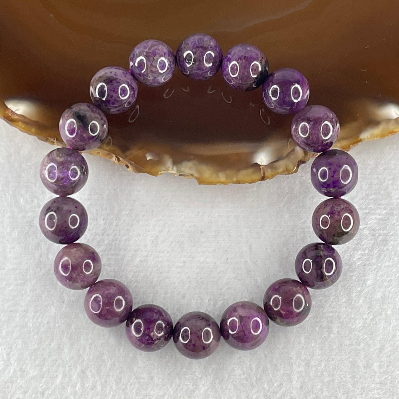 Very Good Grade Natural Sugilite Beads Bracelet 34.05g 16cm 11.1mm 18 Beads