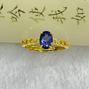 Blue Cubic Zirconia in Sliver Gold Color Ring (Adjustable Size) 1.44g 6.9 by 4.9 by 2.0mm - Huangs Jadeite and Jewelry Pte Ltd