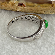 Type A Natural Light Apple Green Jadeite on 18K White Gold and Diamond Ring 2.73g 5.1 by 3.6 by 2.5mm US 7.4 HK 16.4 - Huangs Jadeite and Jewelry Pte Ltd