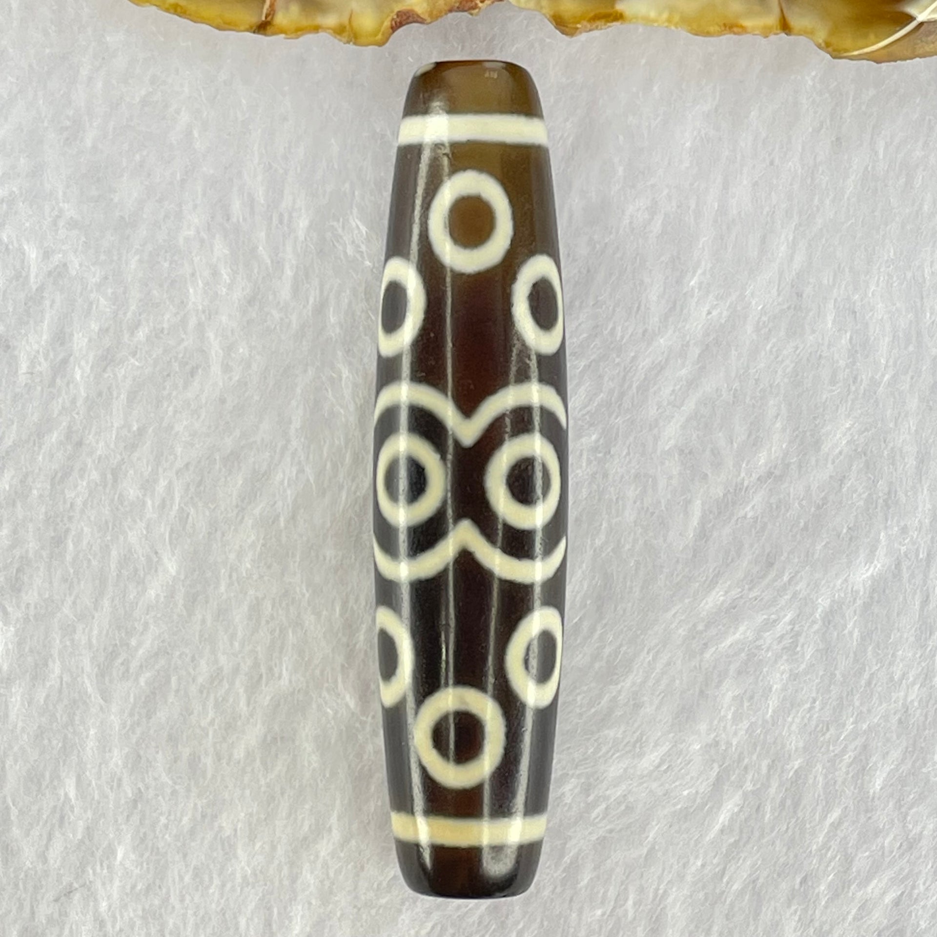 Natural Powerful Tibetan Old Oily Agate 13 Eyes Dzi Bead Heavenly Master (Tian Zhu) 十三眼天诛 17.30g 58.2 by 13.9mm - Huangs Jadeite and Jewelry Pte Ltd