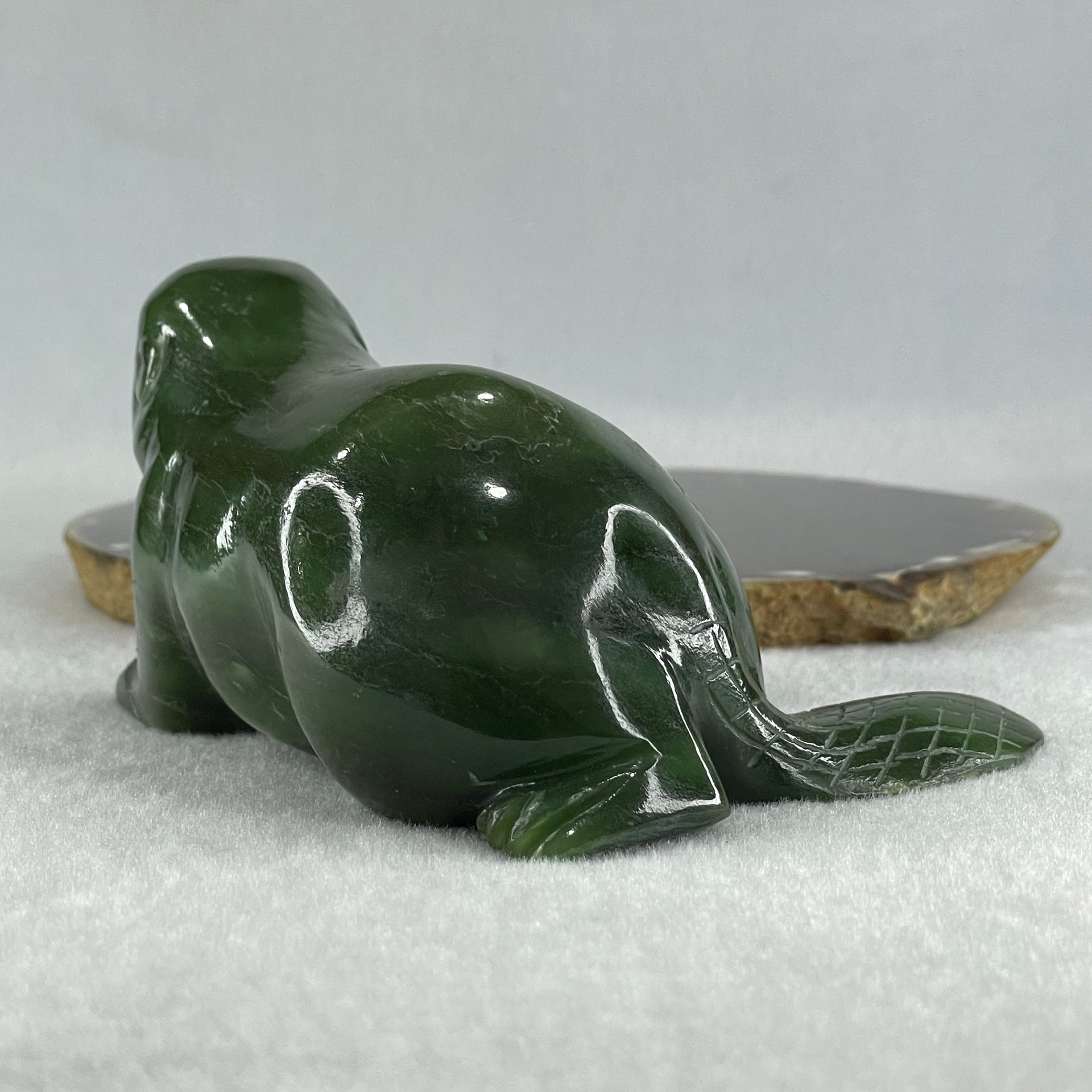 Natural Dark Green Serpentine Seal Display 481.5g 118.0 by 92.6 by 58.6mm - Huangs Jadeite and Jewelry Pte Ltd