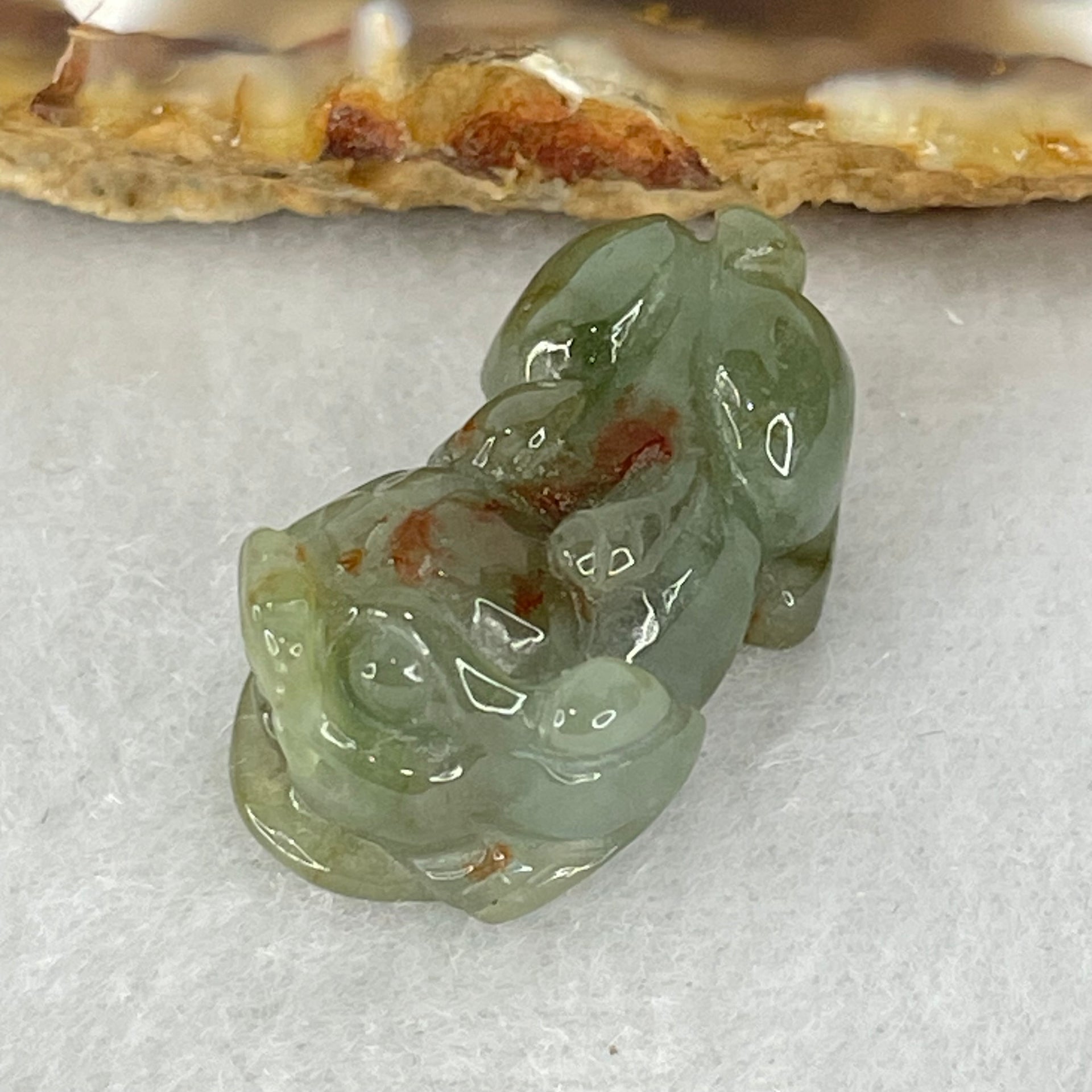 Type A Dark Brown on Blueish Green Jadeite Pixiu Charm 7.34g 24.8 by 14.0 by 11.2mm - Huangs Jadeite and Jewelry Pte Ltd