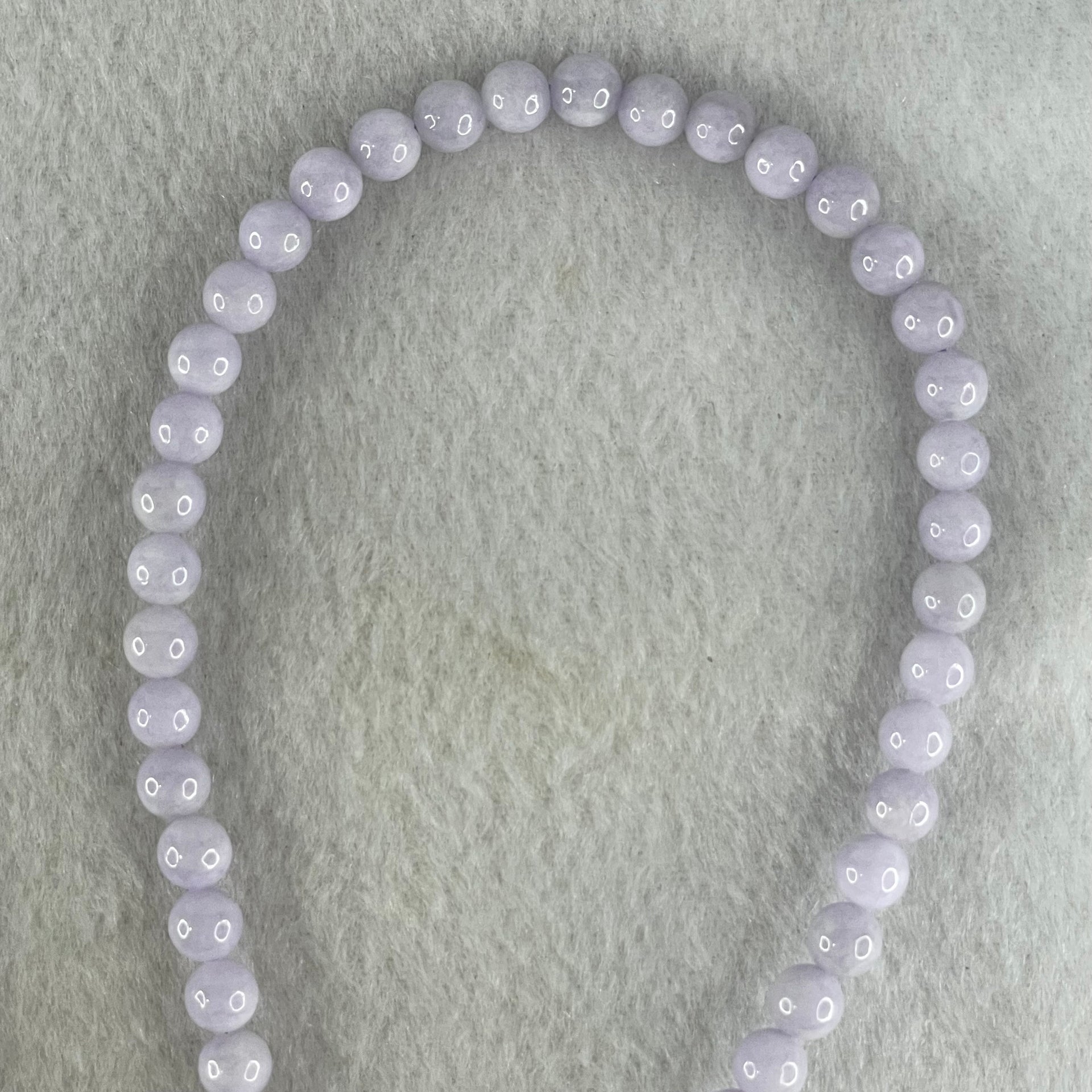 Type A Full Lavender Jadeite Beads Necklace 44.24g 64cm 6.1mm 108 Beads - Huangs Jadeite and Jewelry Pte Ltd
