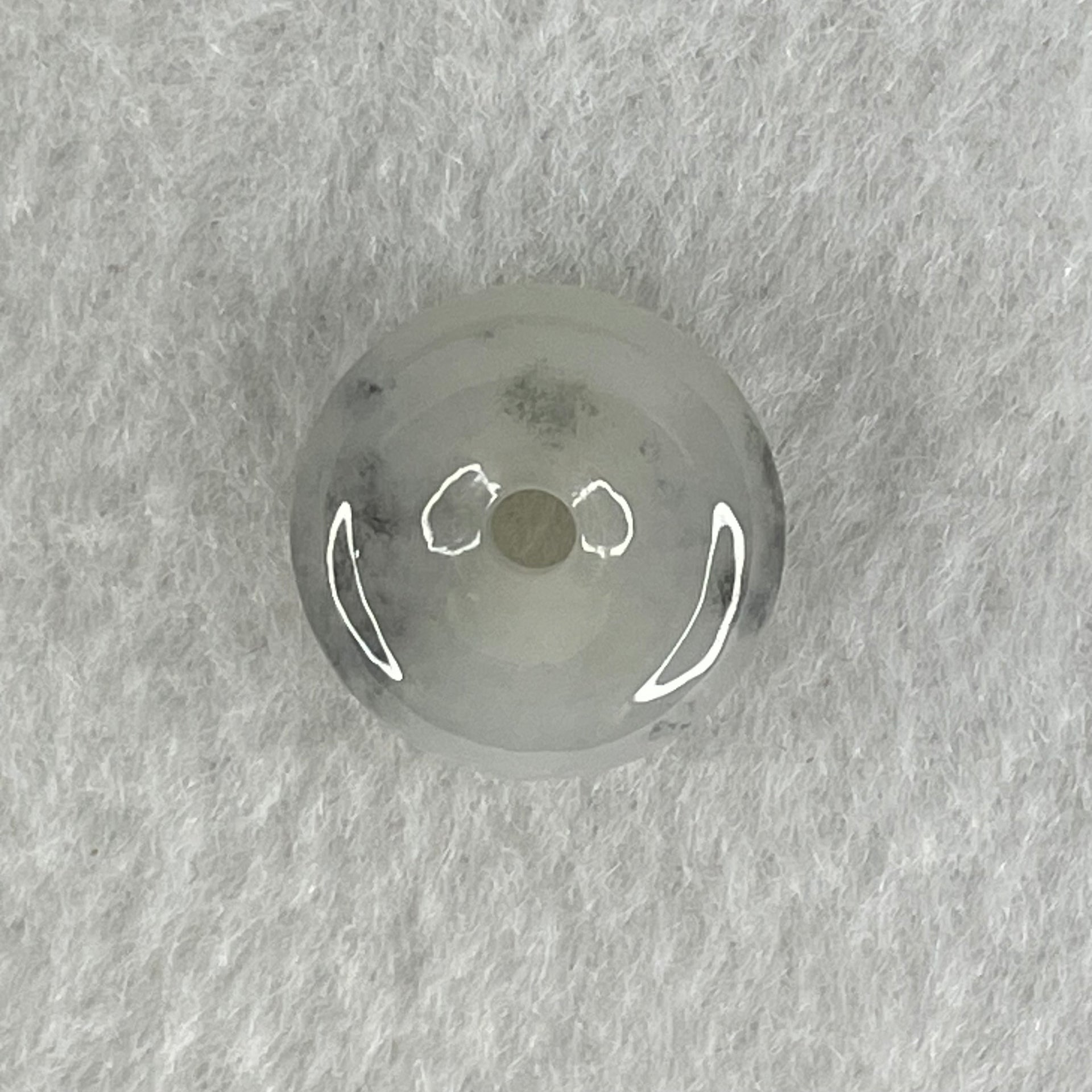 Type A Wuji Grey Jadeite Ping An Kou Donut Charm Pendant 3.32g 15.2 by 6.8mm - Huangs Jadeite and Jewelry Pte Ltd